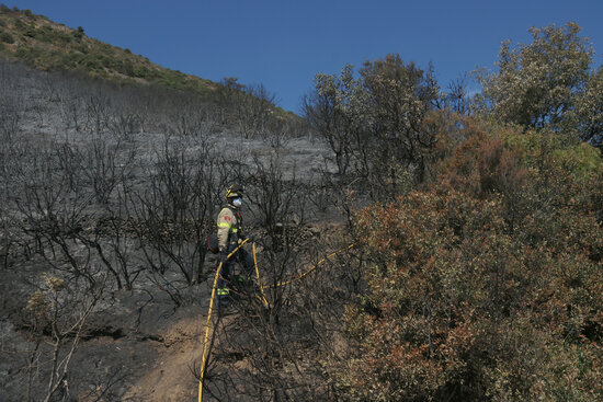 A firefighter in Llançà on July 18, 2021 (by Gerard Vilà)